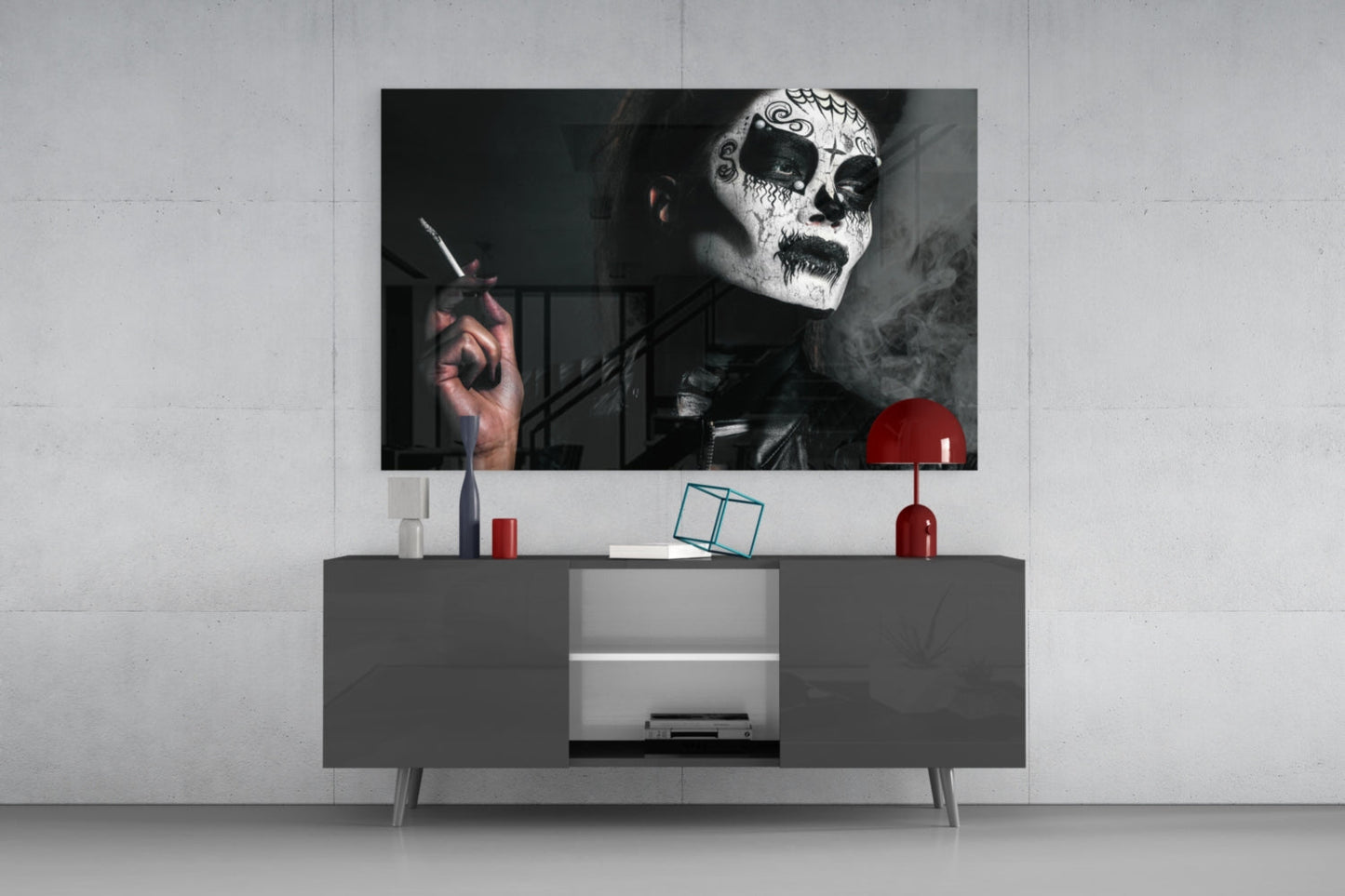 Sugar Skull Portrait Glass Wall Art