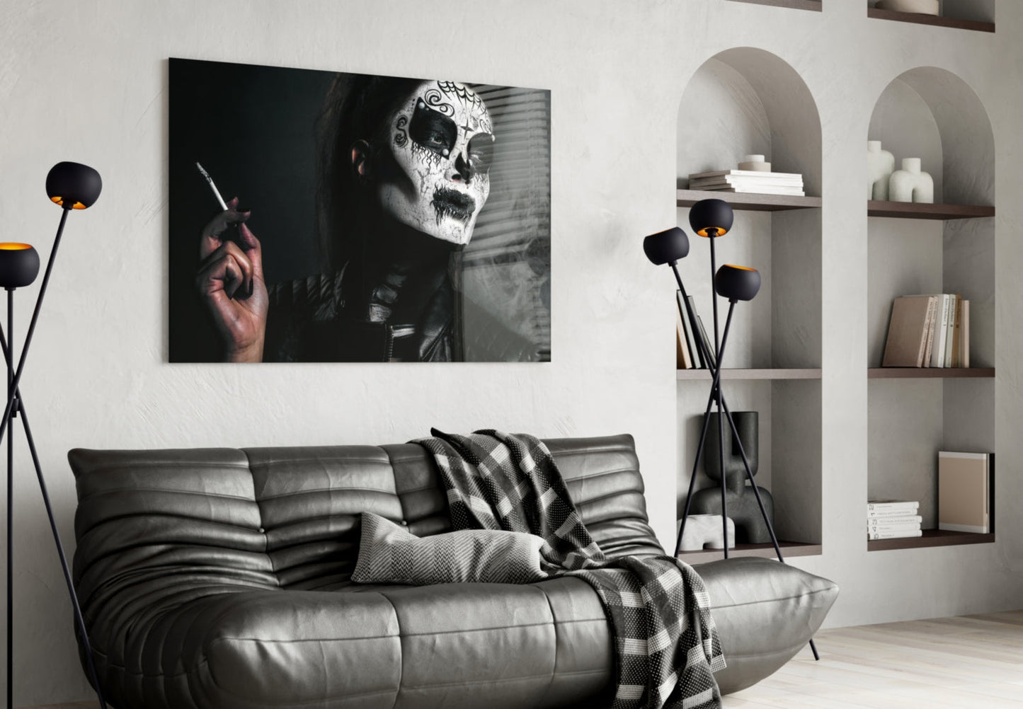 Sugar Skull Portrait Glass Wall Art