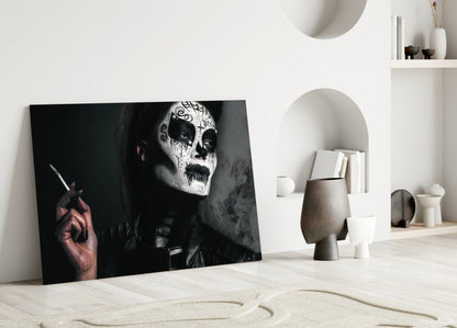 Sugar Skull Portrait Glass Wall Art