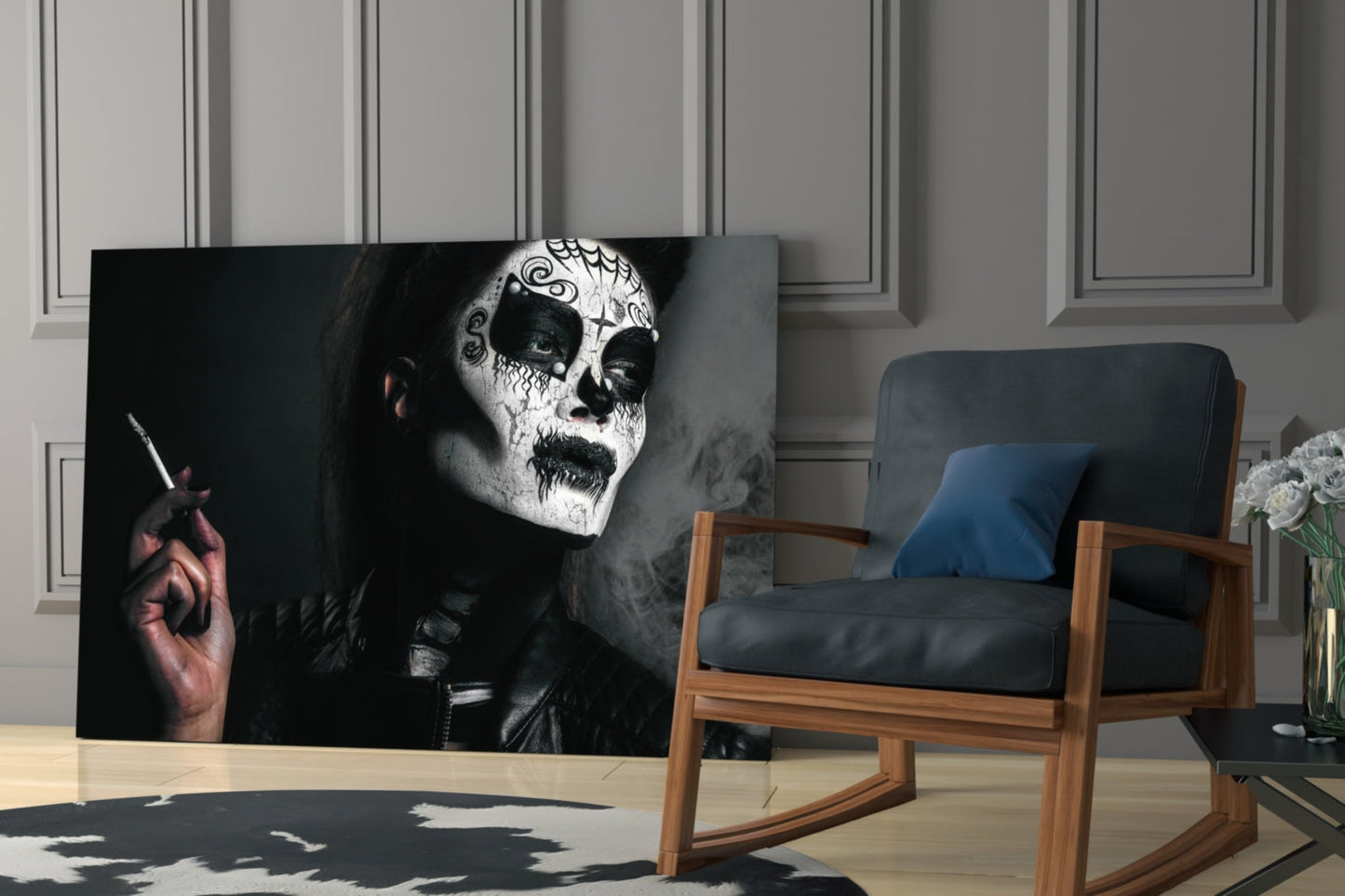 Sugar Skull Portrait Glass Wall Art