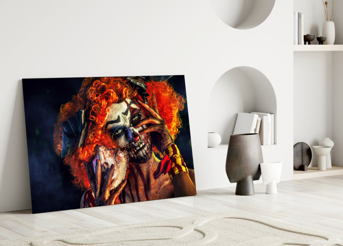Dark Clown Portrait Glass Wall Art