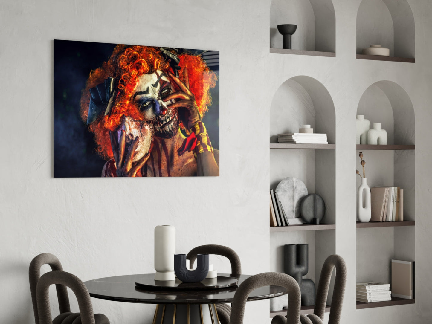 Dark Clown Portrait Glass Wall Art
