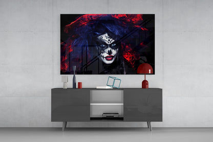 Sugar Skull Woman Portrait Glass Wall Art
