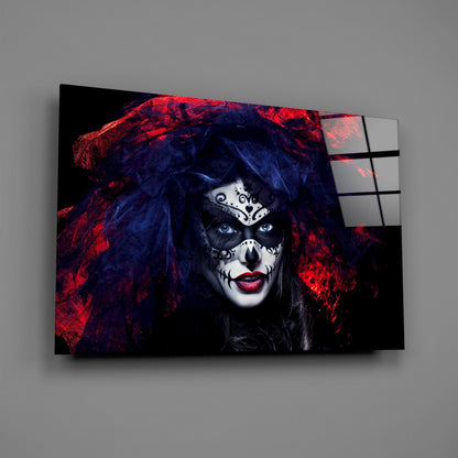 Sugar Skull Woman Portrait Glass Wall Art