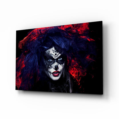 Sugar skull woman portrait glass wall art