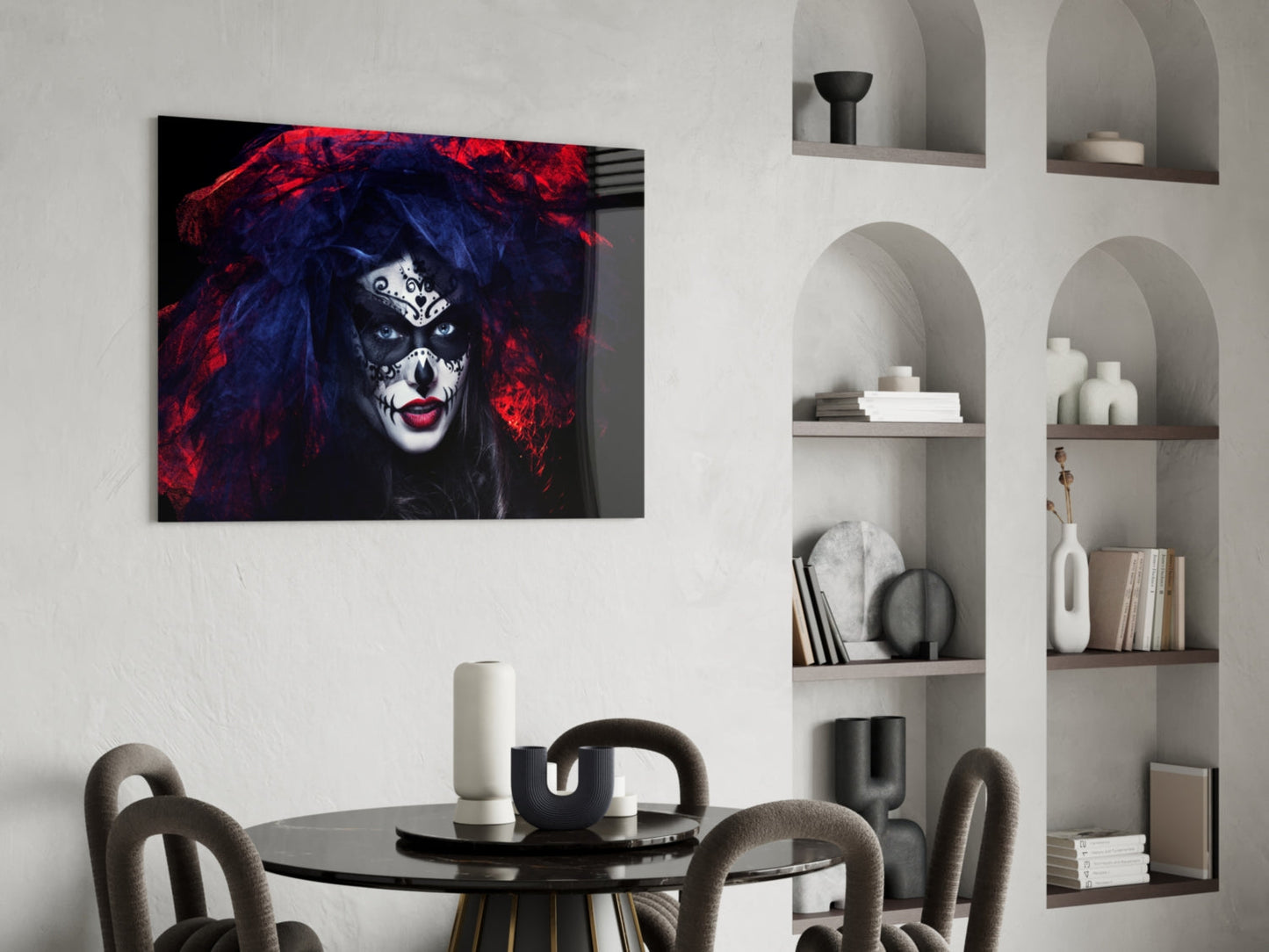 Sugar Skull Woman Portrait Glass Wall Art