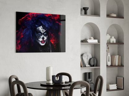 Sugar Skull Woman Portrait Glass Wall Art