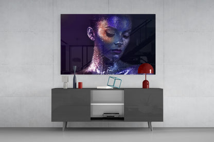 Stardust Woman Portrait Glass Wall Art