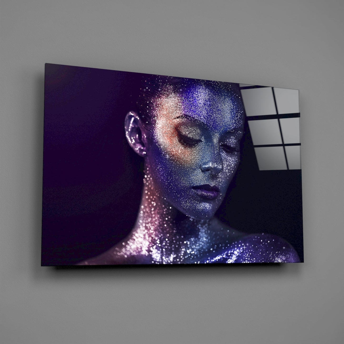 Stardust Woman Portrait Glass Wall Art