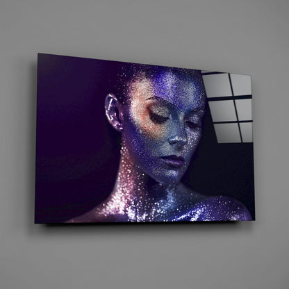 Stardust Woman Portrait Glass Wall Art