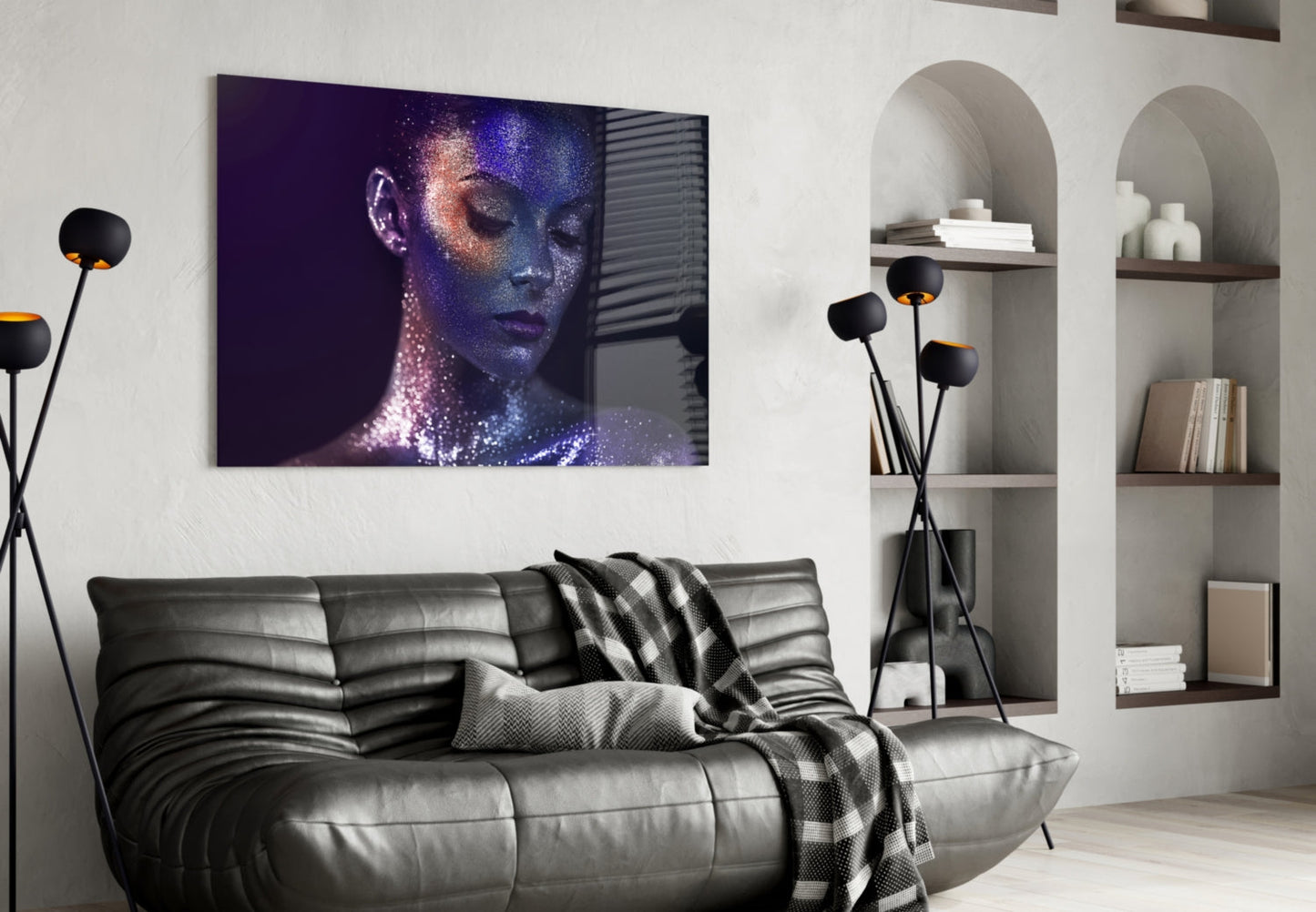 Stardust Woman Portrait Glass Wall Art