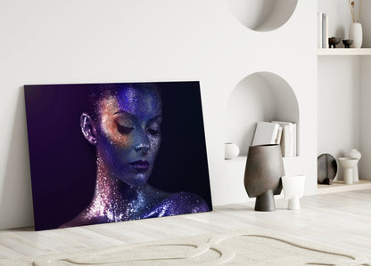 Stardust Woman Portrait Glass Wall Art
