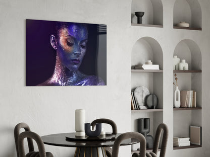 Stardust Woman Portrait Glass Wall Art