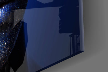 Cosmic Glitter Woman Portrait Glass Wall Art