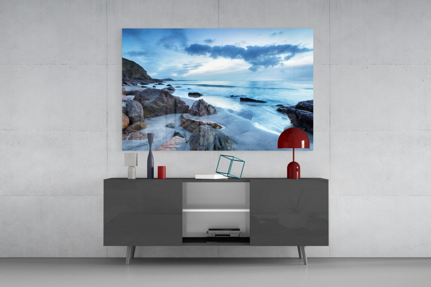 Cool Blue Dusk Beach Glass Wall Art