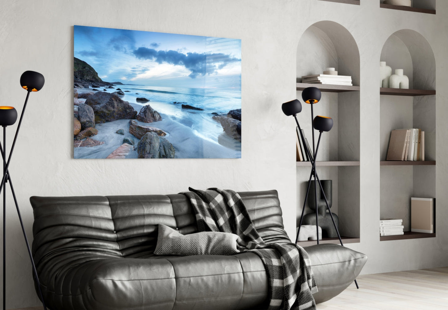 Cool Blue Dusk Beach Glass Wall Art