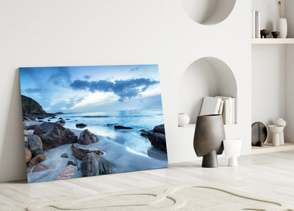 Cool Blue Dusk Beach Glass Wall Art