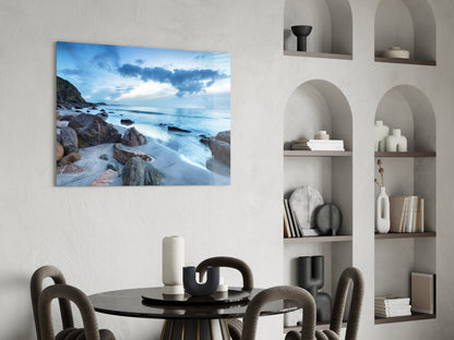 Cool Blue Dusk Beach Glass Wall Art