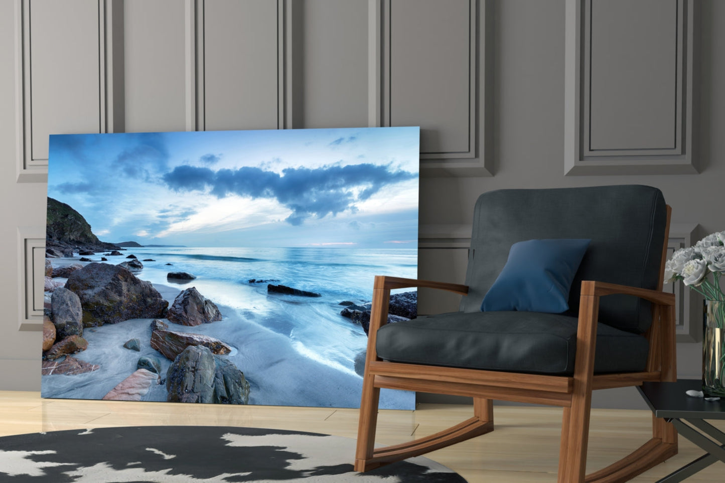 Cool Blue Dusk Beach Glass Wall Art