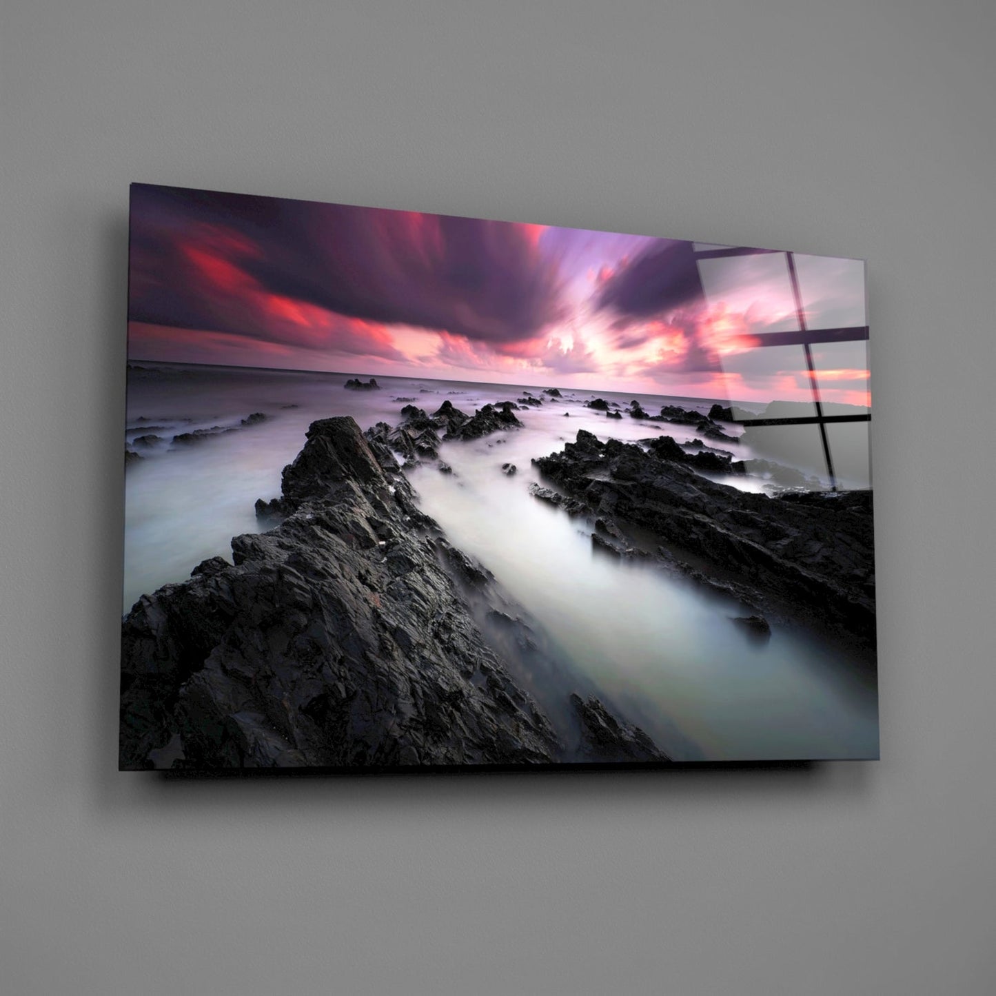 Windswept Sunset Coast Glass Wall Art