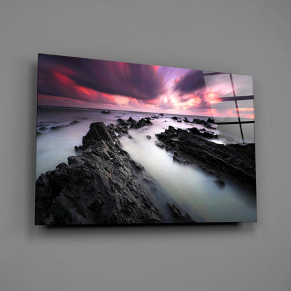 Windswept Sunset Coast Glass Wall Art