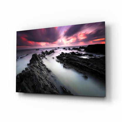Windswept Sunset Coast Glass Wall Art