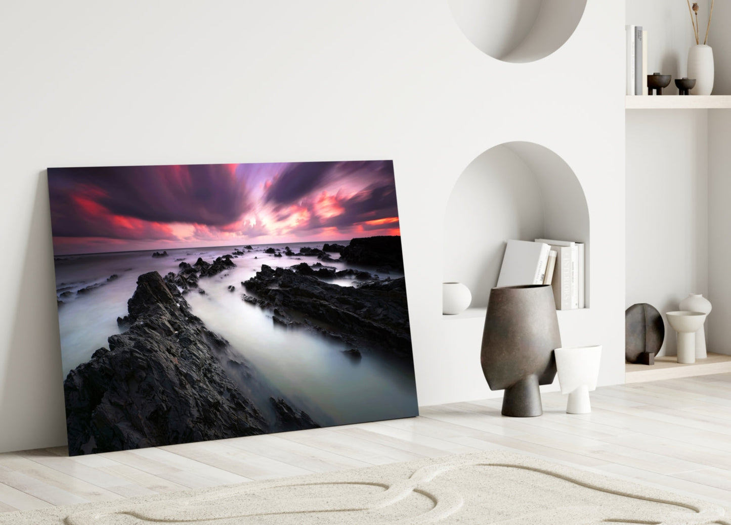 Windswept Sunset Coast Glass Wall Art