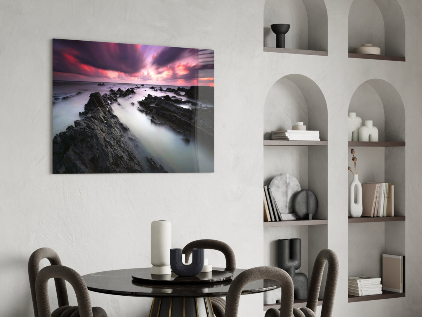 Windswept Sunset Coast Glass Wall Art