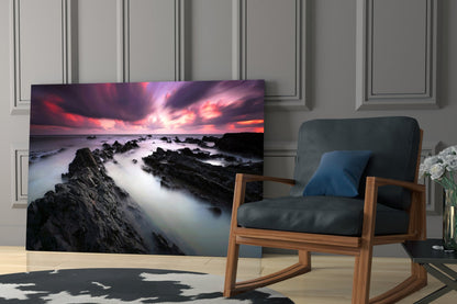 Windswept Sunset Coast Glass Wall Art