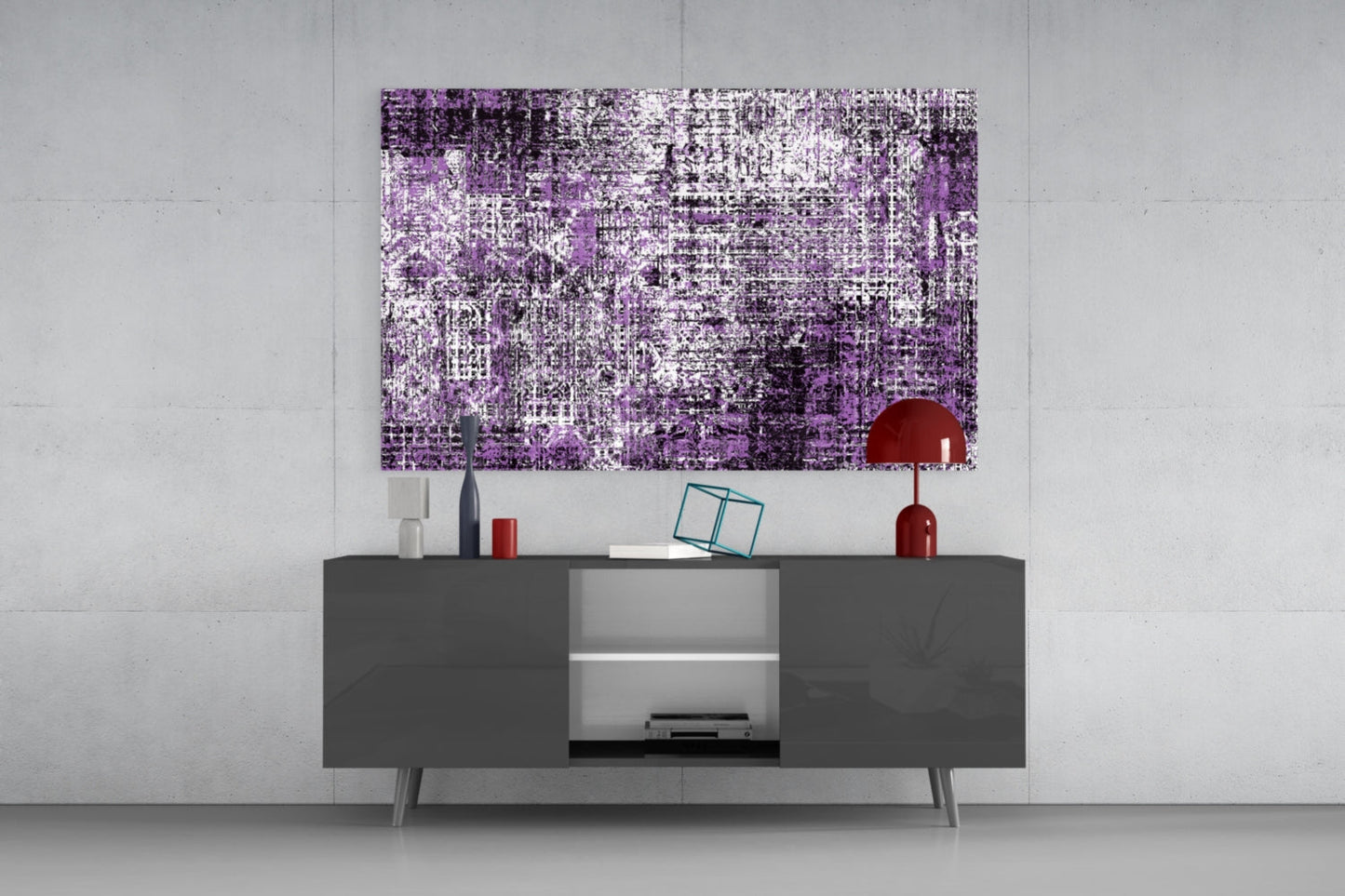Violet Grunge Abstract Glass Wall Art