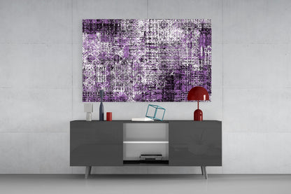 Violet Grunge Abstract Glass Wall Art
