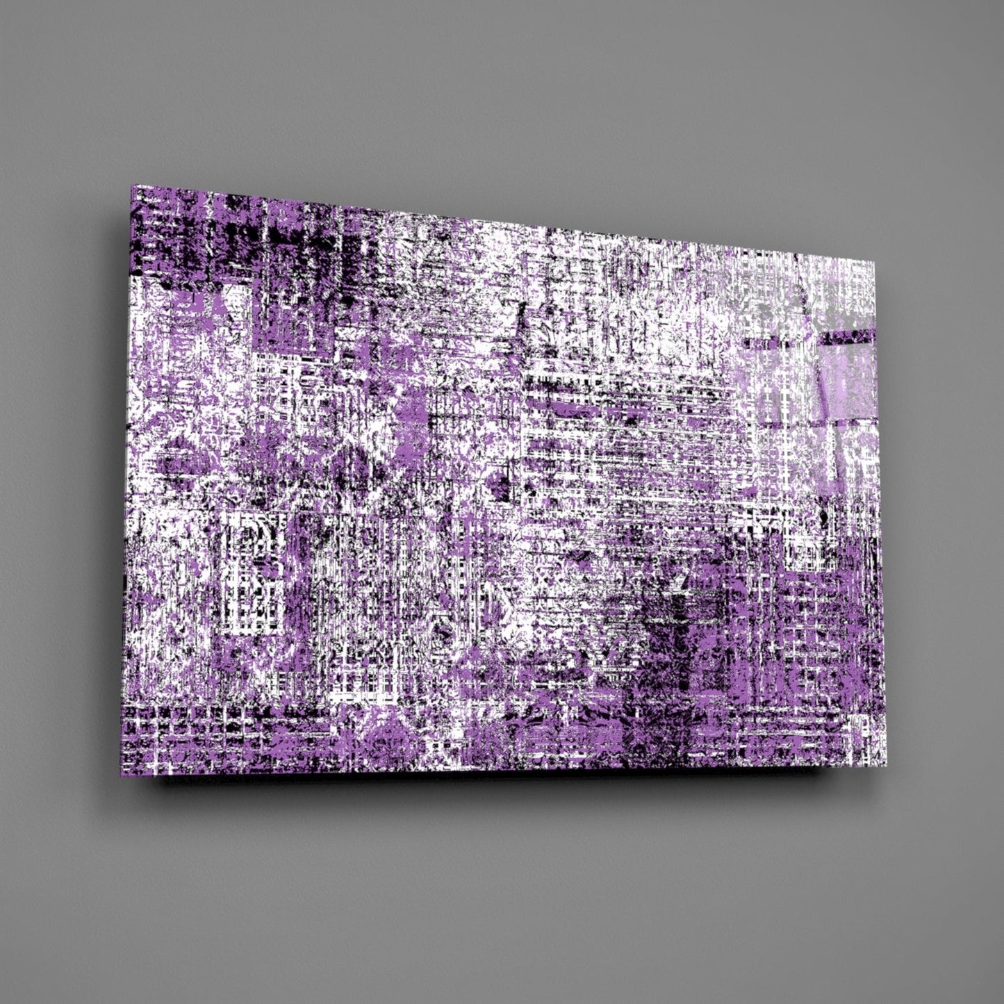 Violet Grunge Abstract Glass Wall Art