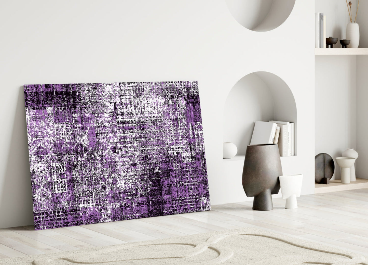 Violet Grunge Abstract Glass Wall Art