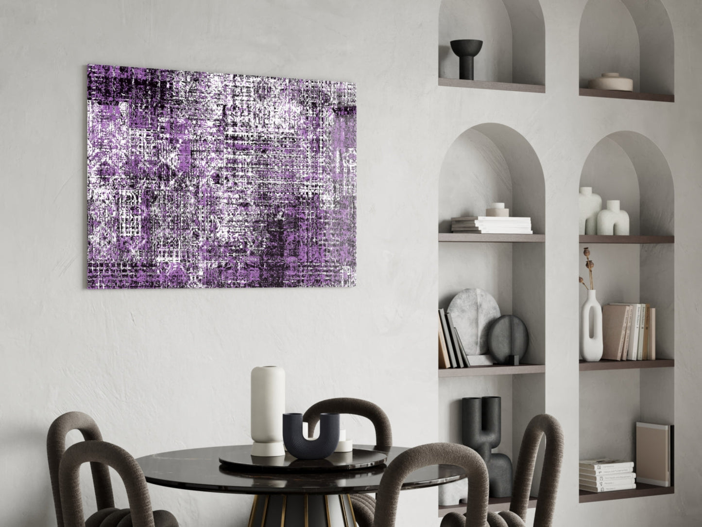 Violet Grunge Abstract Glass Wall Art