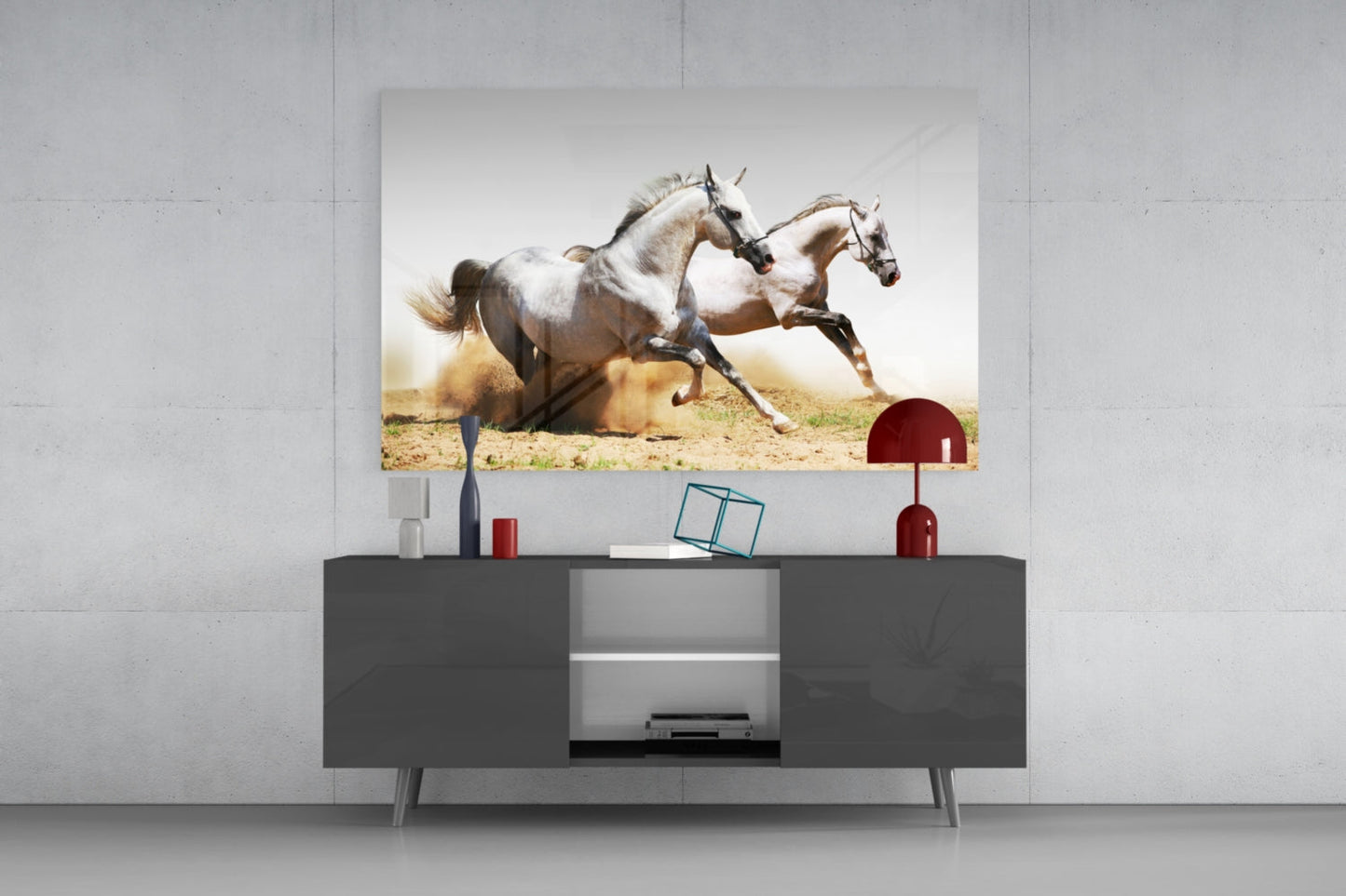 Two Arabian Horses Glass Wall Art