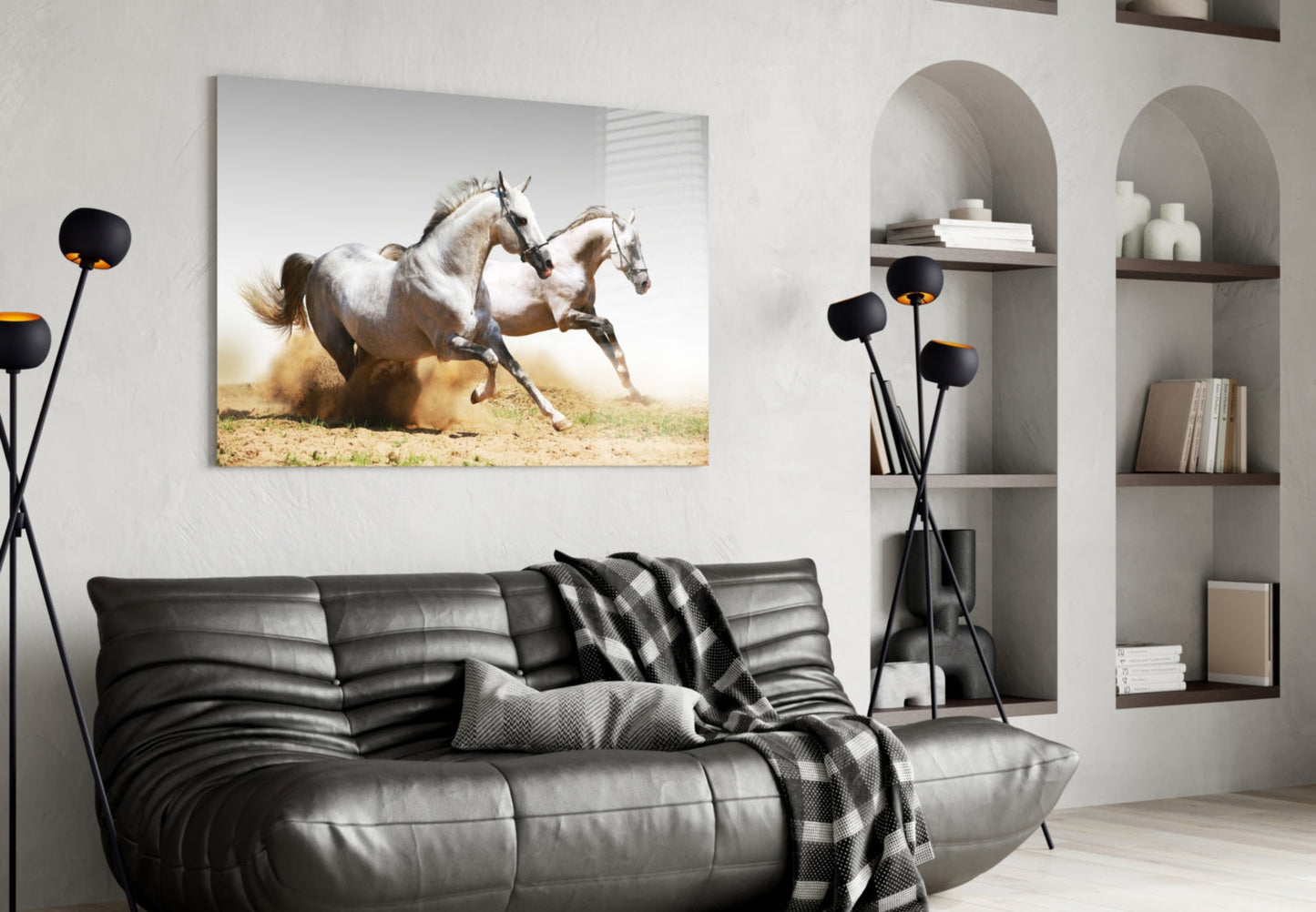 Two Arabian Horses Glass Wall Art