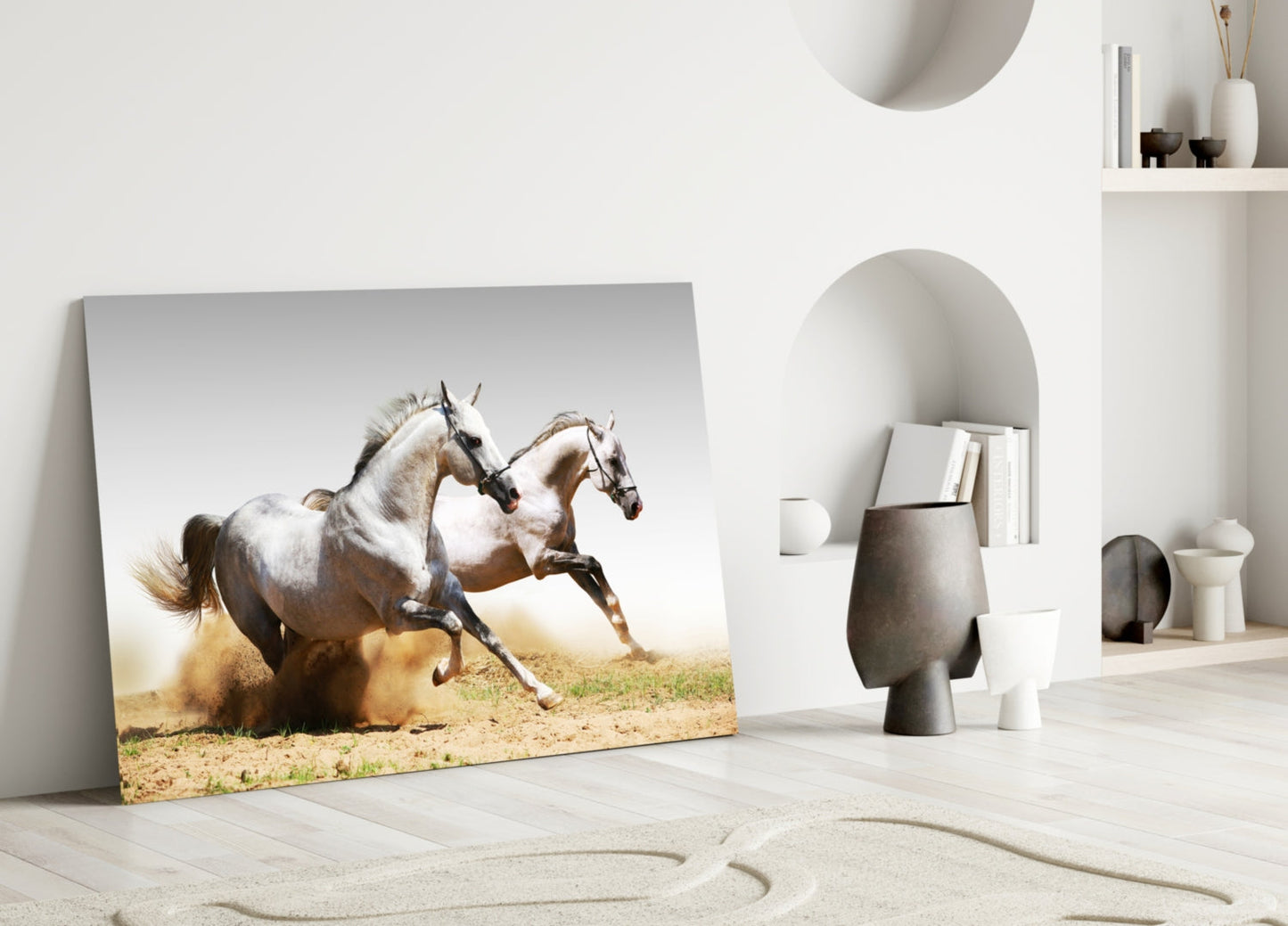 Two Arabian Horses Glass Wall Art