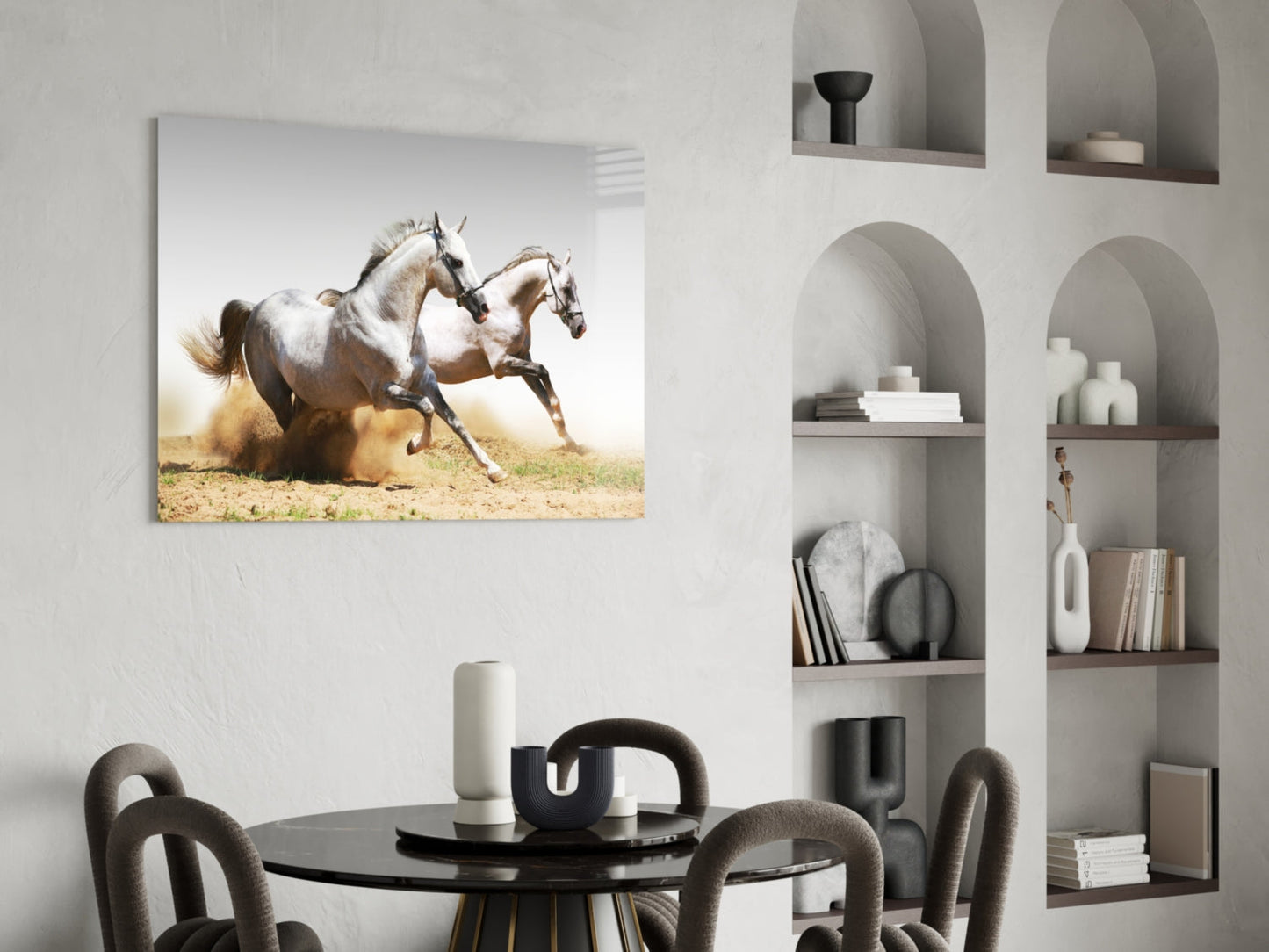 Two Arabian Horses Glass Wall Art