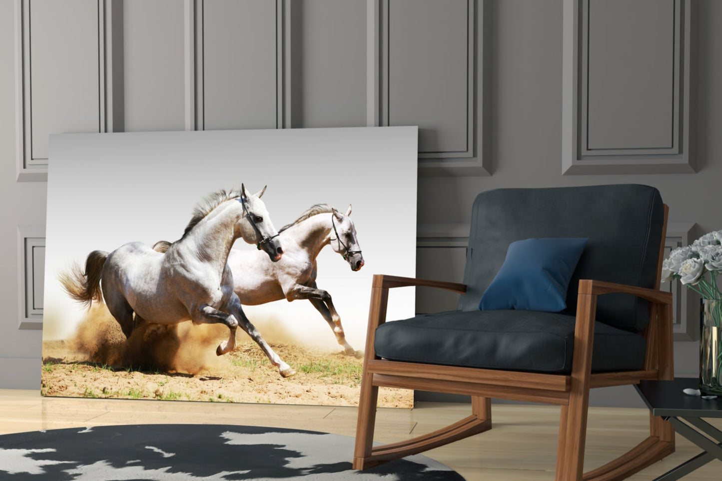 Two Arabian Horses Glass Wall Art