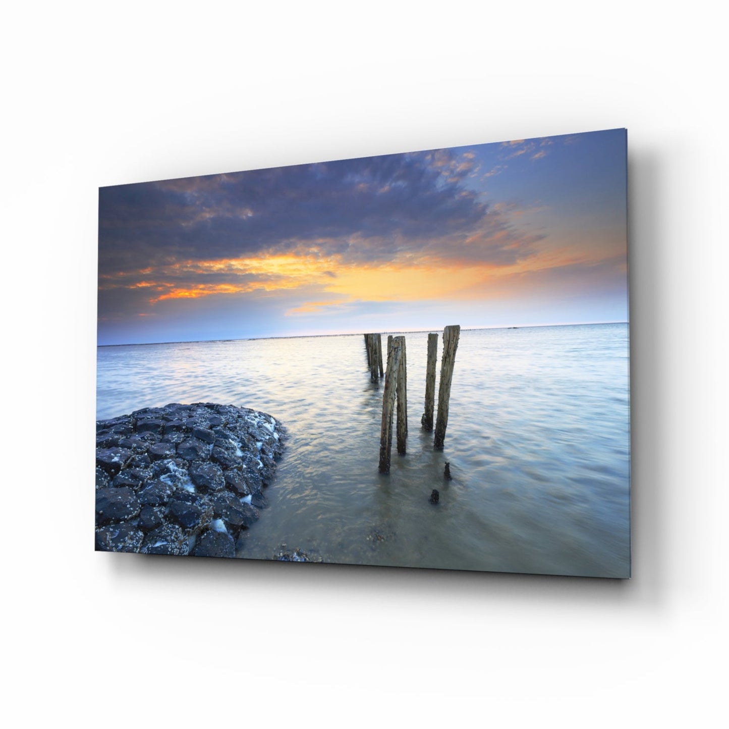 Weathered Pier Posts Sea Glass Art