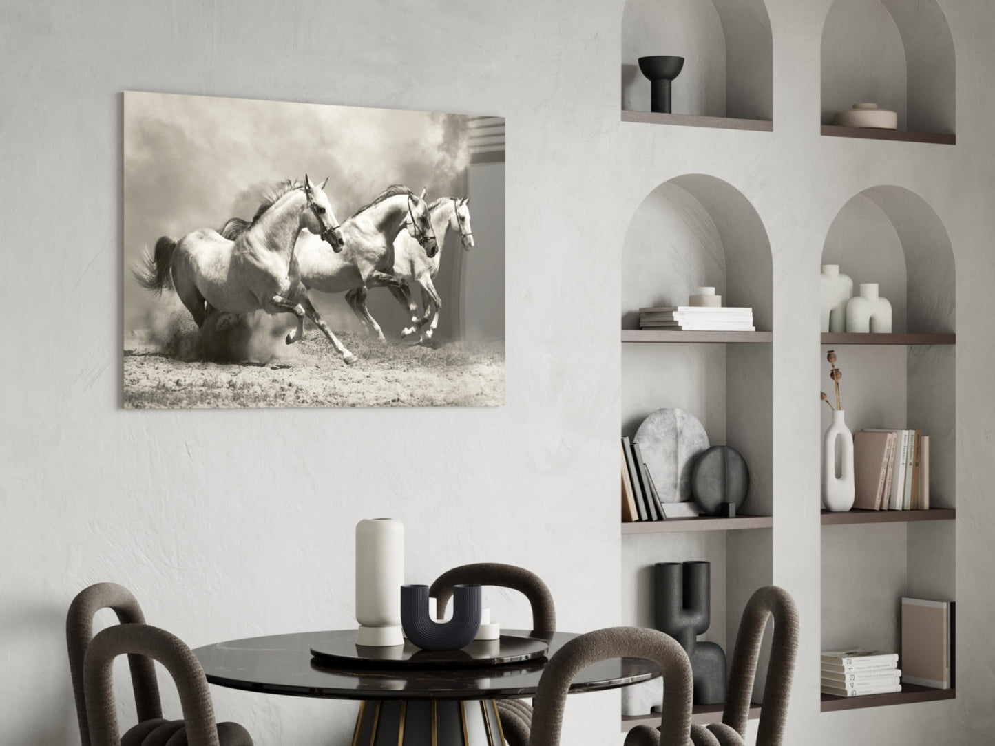 Three Running Horses Glass Wall Art