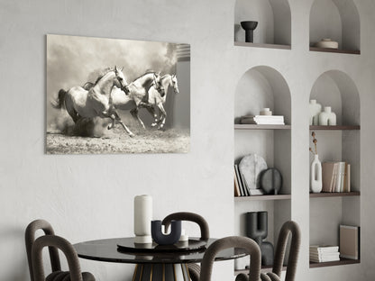 Three Running Horses Glass Wall Art