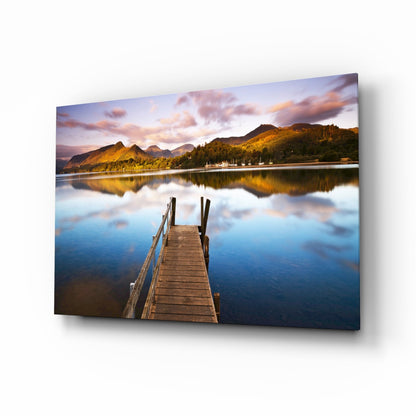 Wooden Jetty Still Lake Glass Art