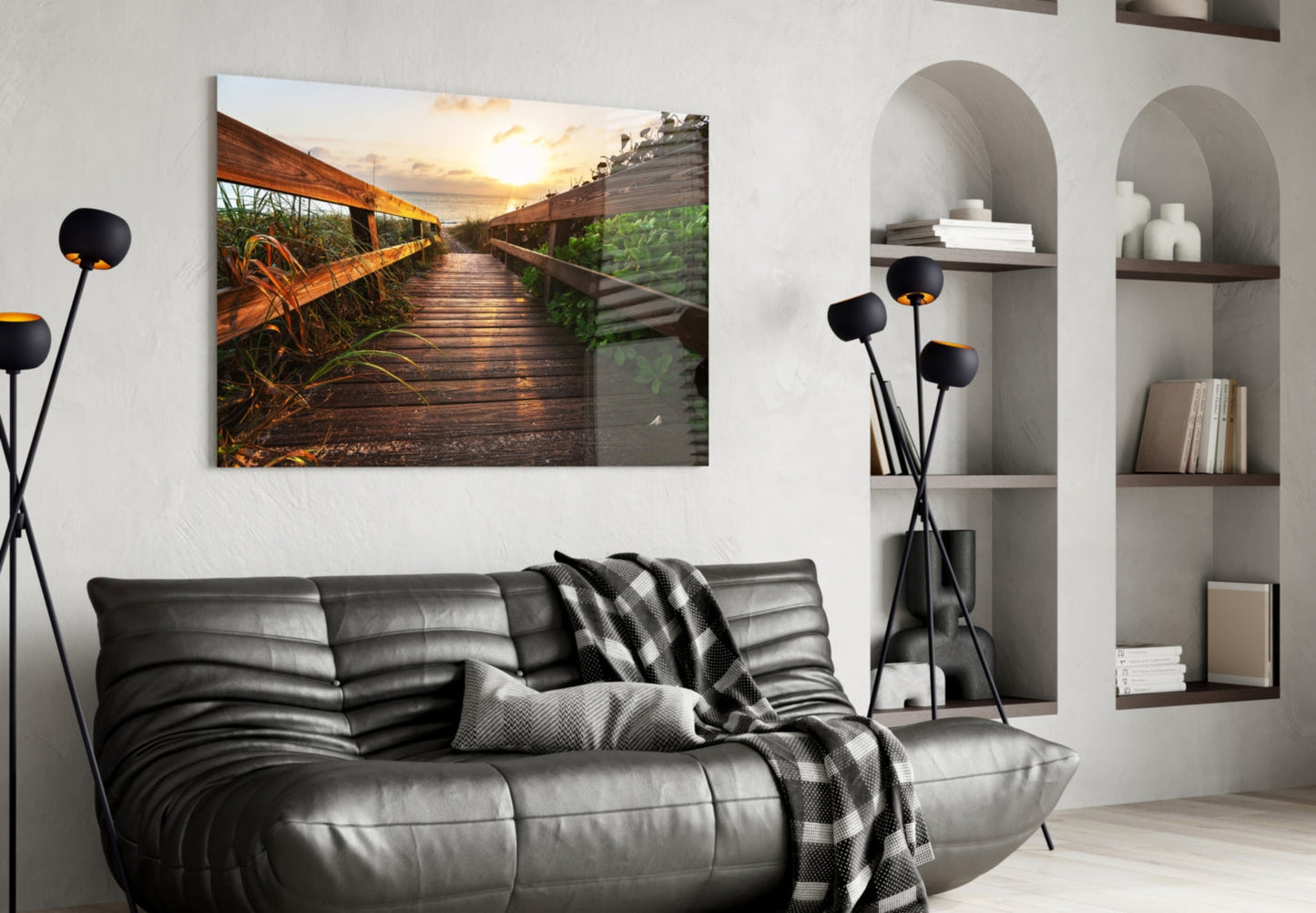 Golden Dune Boardwalk Glass Wall Art