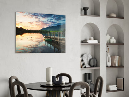 Canoe at Dusk Glass Wall Art