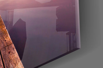 Alpine Lake Sunset Glass Wall Art