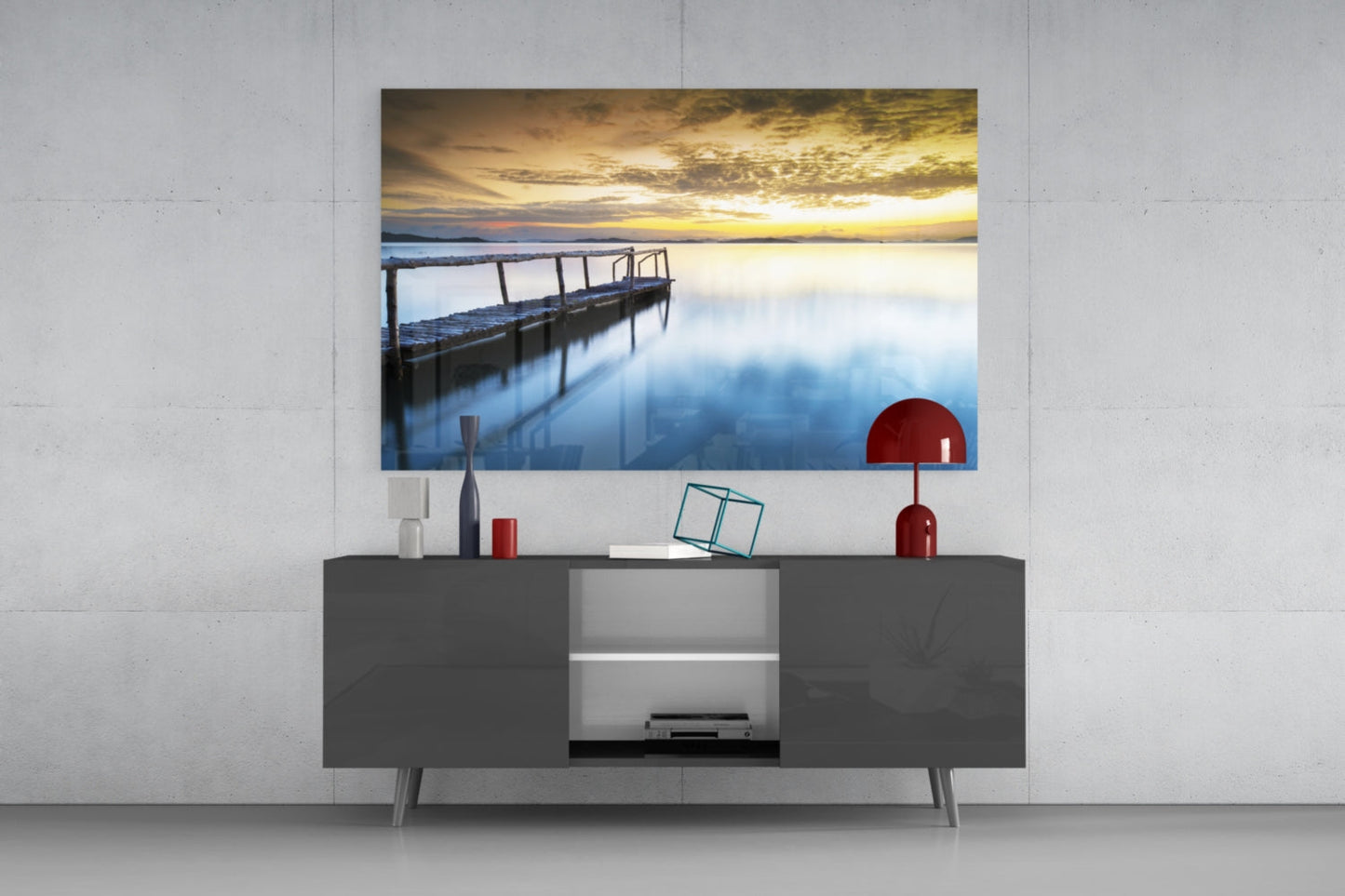 Tropical Bamboo Jetty Glass Wall Art