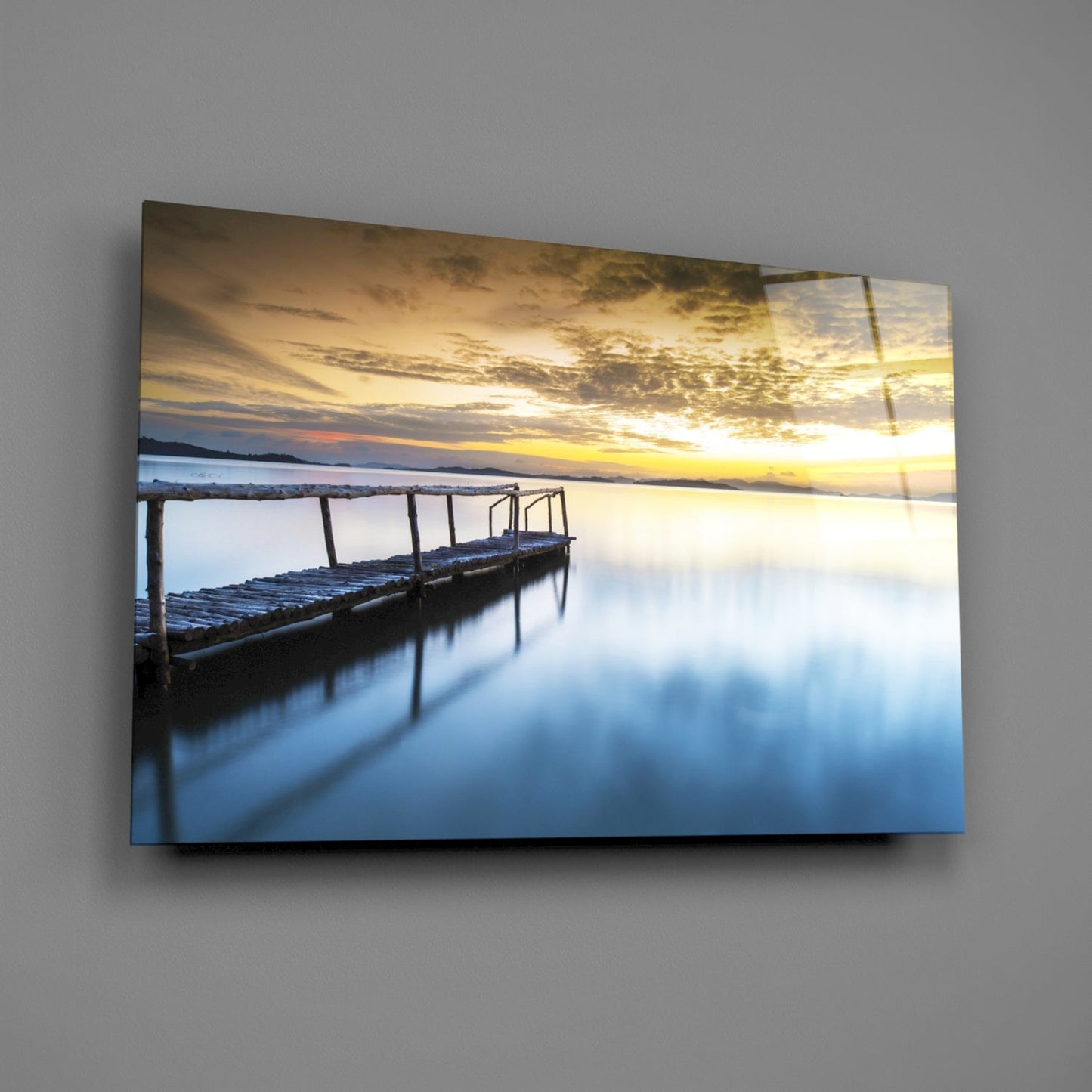 Tropical Bamboo Jetty Glass Wall Art