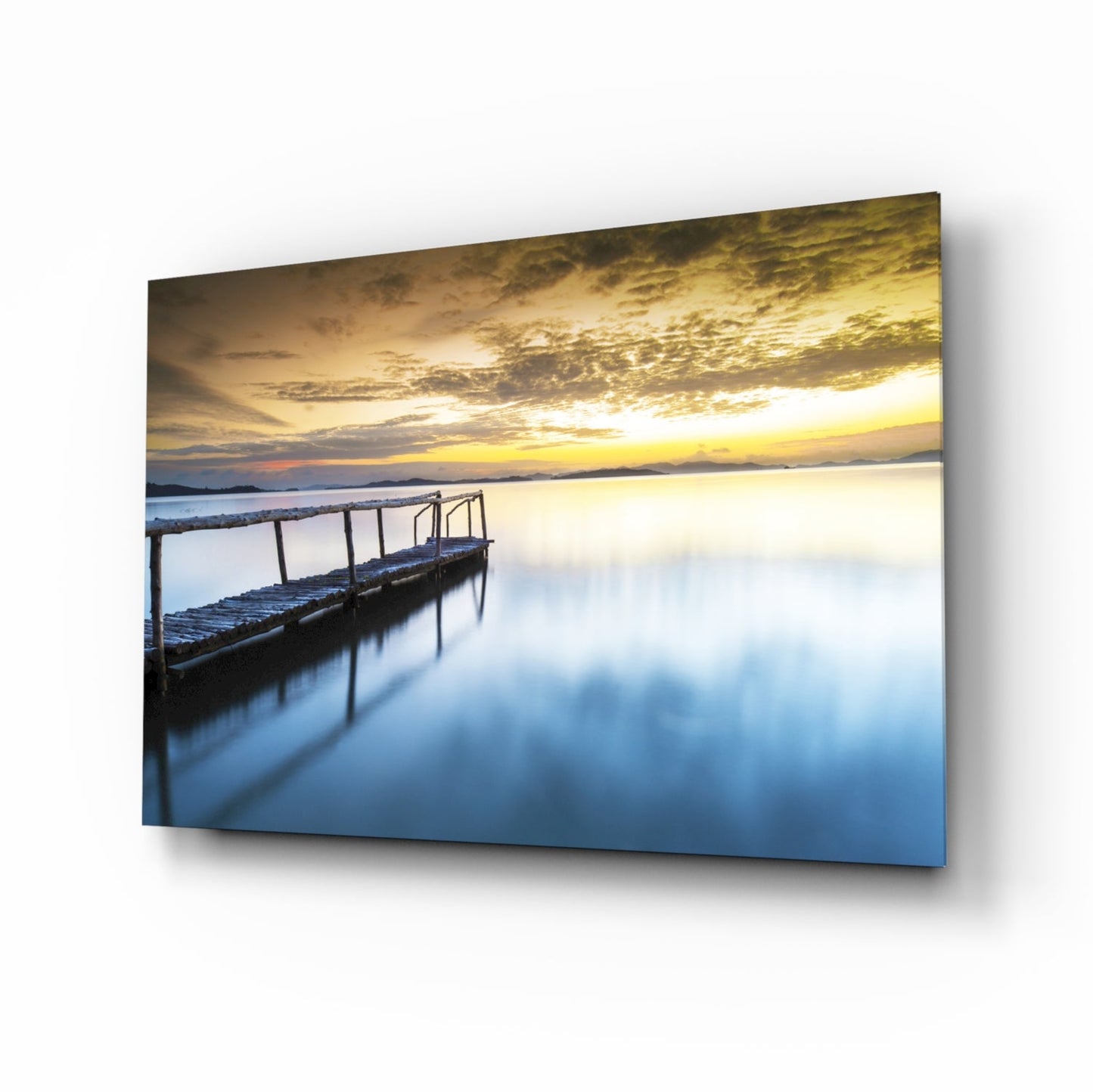 Tropical Bamboo Jetty Glass Wall Art