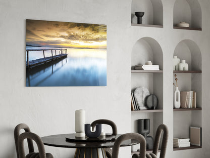 Tropical Bamboo Jetty Glass Wall Art